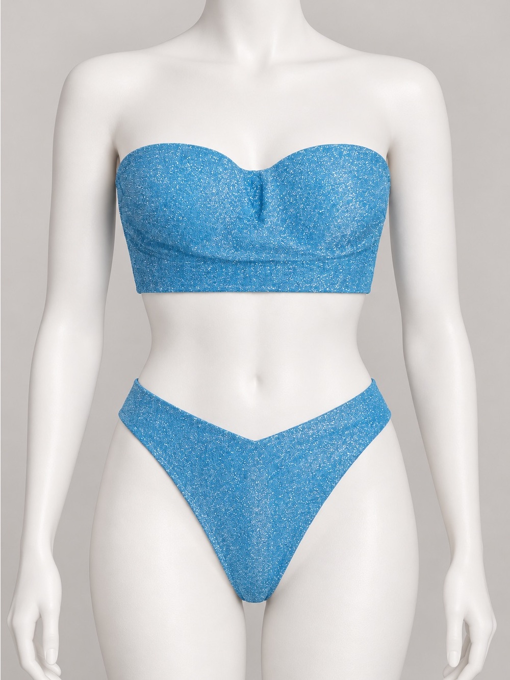 Victoria's Secret Shimmery Light Blue Strapless Bralette & Bikini Set